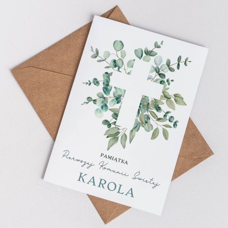 Personalizowana kartka na komuni PAMITKA NA KOMUNI kartka komunijna dla chopca