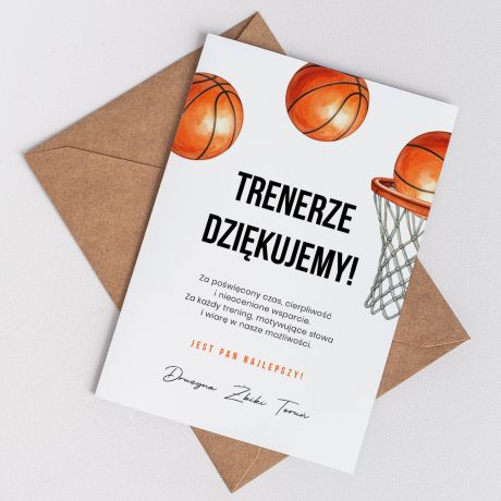 Personalizowana kartka PODZIKOWANIA DLA TRENERA kartka dla trenera upominek dla trenera