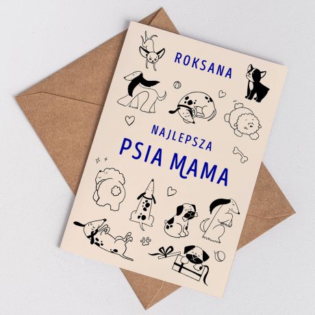 Personalizowana kartka PSIA MAMA kartka personalizowana prezent dla psiary kartka na prezent kartka z nadrukiem
