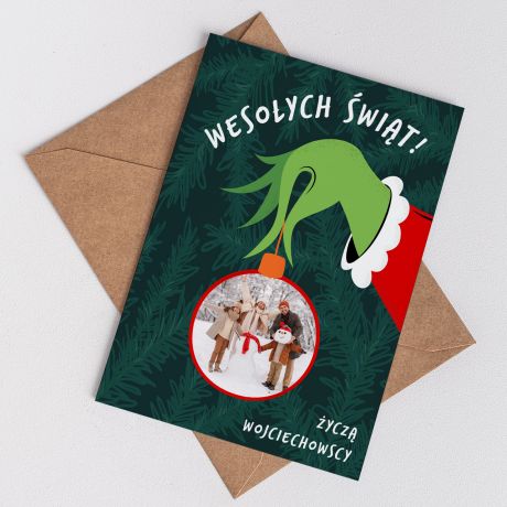 Personalizowana kartka witeczna ze zdjciem WESOYCH WIT witeczna kartka prezent dla rodzicw na wita