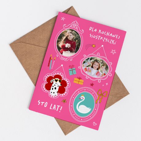 Personalizowana kartka urodzinowa dla MODSZEJ SIOSTRY prezent dla siostry kartka na urodziny dla siostry
