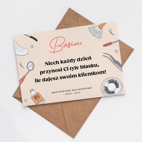 Personalizowana kartka urodzinowa dla STYLISTKI RZ�S prezent dla stylistki rz�s prezent dla kosmetyczki