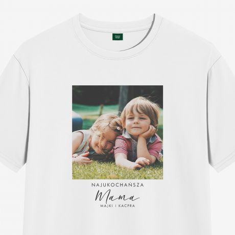 Personalizowana koszulka dla mamy z nadrukiem NAJUKOCHA�SZA MAMA  XL prezent dla mamy upominek dla mamy