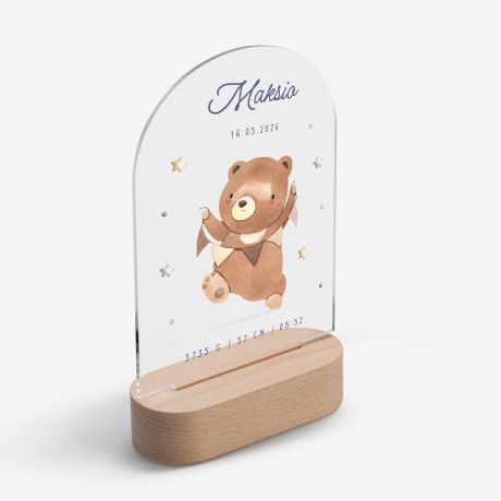 Personalizowana lampka led MISIO prezent z okazji narodzin dziecka lampka z metryczk� lampka dla dziecka