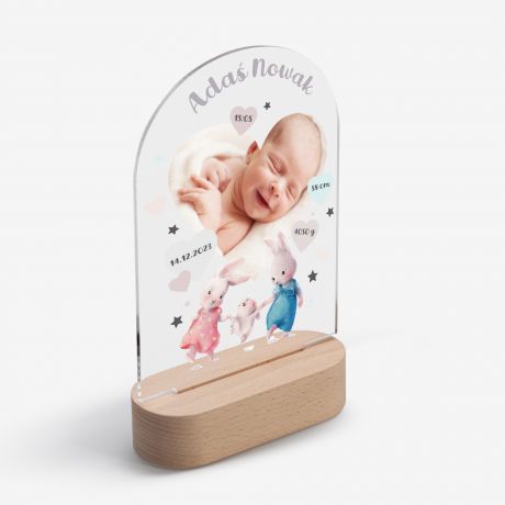 Personalizowana lampka led METRYCZKA DLA DZIECKA ZE ZDJCIEM