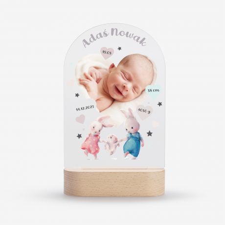 Personalizowana lampka led METRYCZKA DLA DZIECKA ZE ZDJCIEM