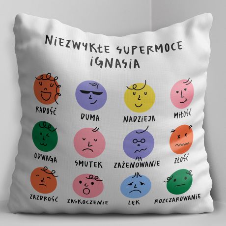 Poduszka dla dziecka EMOCJE prezent dla przedszkolaka personalizowany prezent dla dziecka prezent dla dziecka