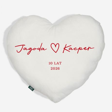 Personalizowana PODUSZKA SERCE prezent na rocznic� poduszka w kszta�cie serca poduszka na prezent