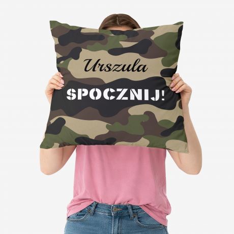 Personalizowana poduszka SPOCZNIJ prezent dla �o�nierki poduszka moro prezent na przysi�g� wojskow�