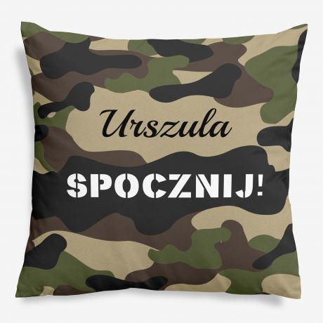 Personalizowana poduszka SPOCZNIJ prezent dla �o�nierki poduszka moro prezent na przysi�g� wojskow�