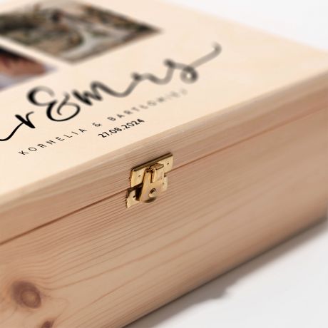 Personalizowana skrzynka na wino MR & MRS prezent dla modej pary