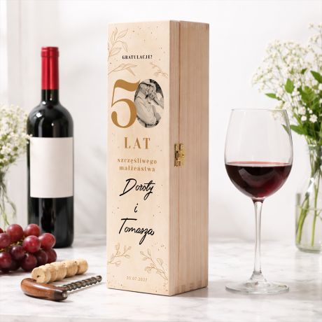 Personalizowana skrzynka na wino ze zdj�ciem 50 ROCZNICA �LUBU prezent na 50 rocznic� �lubu prezent dla rodzic�w
