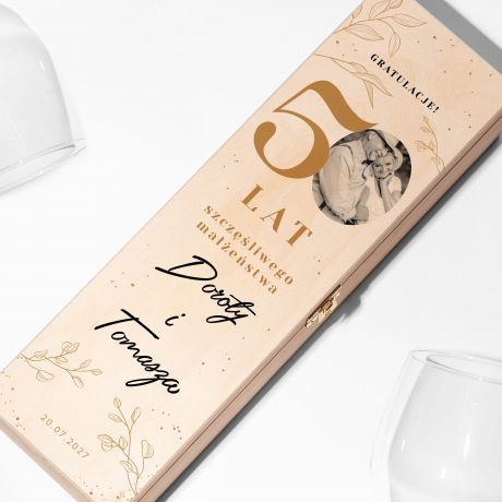 Personalizowana skrzynka na wino ze zdj�ciem 50 ROCZNICA �LUBU prezent na 50 rocznic� �lubu prezent dla rodzic�w