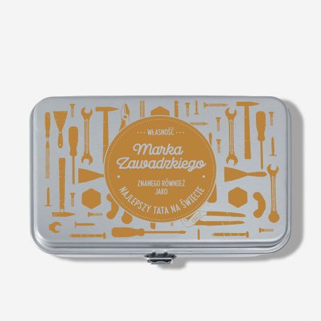 Personalizowana skrzynka narzdziowa dla taty  NAJLEPSZY TATA NA WIECIE szara