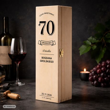 Personalizowana skrzynka na alkohol PREZENT NA 70 URODZINY skrzynka z grawerem