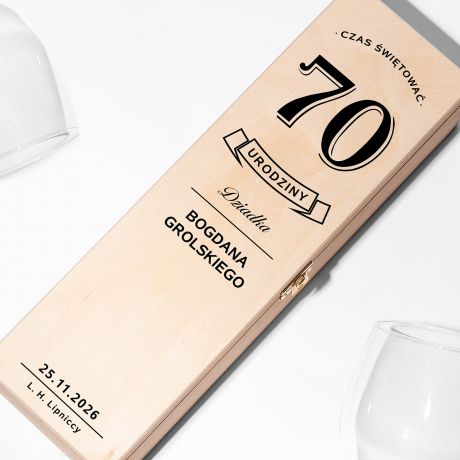 Personalizowana skrzynka na alkohol PREZENT NA 70 URODZINY skrzynka z grawerem