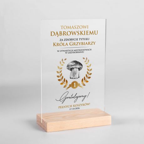 Personalizowana statuetka KR�L GRZYBIARZY prezent dla grzybiarza statuetka personalizowana