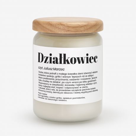 Personalizowana �wieca DEFINICJA prezent dla dzia�kowca