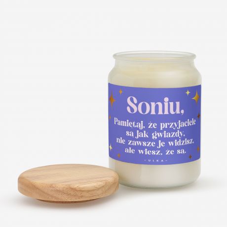 Personalizowana wieca dla przyjaciki GWIAZDY wieczka dla przyjaciki prezent dla przyjaciki