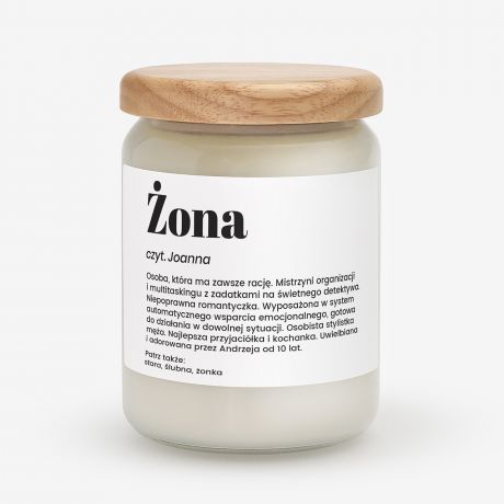 Personalizowana �wieca dla �ony DEFINICJA prezent dla �ony na urodziny rocznic� �lubu �wita i Walentynki