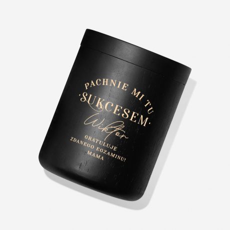 Personalizowana wieca z grawerem PACHNIE SUKCESEM prezent gratulacyjny