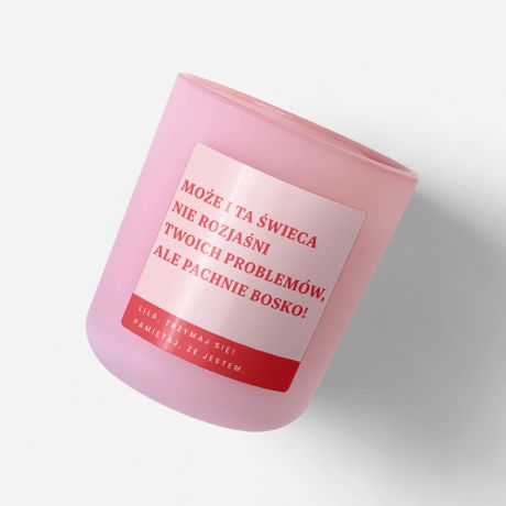 Personalizowana wieca zapachowa PACHNIE BOSKO prezent na pocieszenie prezent na rozstanie