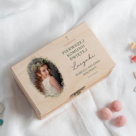 Personalizowana szkatu�ka NA KOMUNI� ze zdj�ciem szkatu�ka na komuni� pami�tka komunijna prezent na komuni�