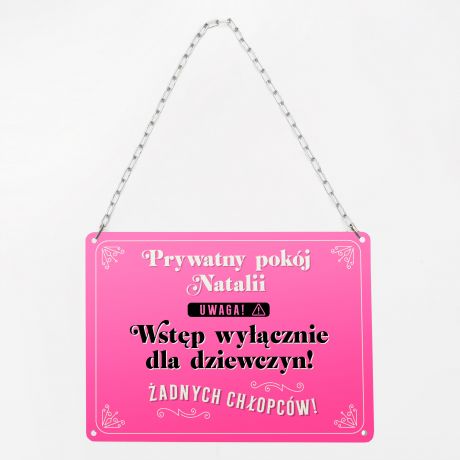 Tabliczka na drzwi do pokoju nastolatki TYLKO DLA DZIEWCZYN 