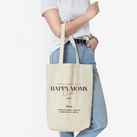 Personalizowana torba dla mamy HAPPY MOMS CLUB prezent dla mamy upominek dla mamy dzie� matki na dzie� mamy