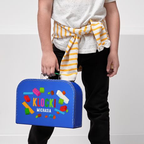 Personalizowana walizka KLOCKI prezent dla chopca kuferek na zabawki walizka na zabawki kuferek na drobiazgi