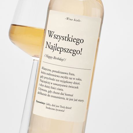Personalizowane biae wino urodzinowe DEFINICJA prezent na urodziny alkohol na prezent wino na prezent wino biae