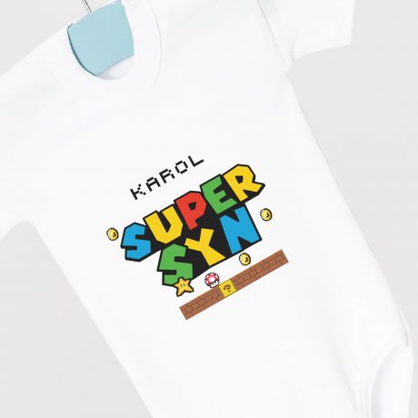 Personalizowane body dla dziecka SUPERSYN prezent dla noworodka prezent dla niemowlaka