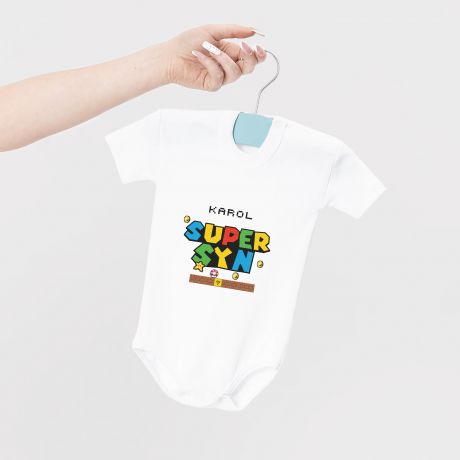 Personalizowane body dla dziecka SUPERSYN prezent dla noworodka prezent dla niemowlaka