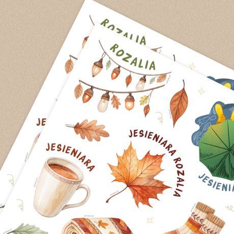 Personalizowane naklejki JESIE naklejki personalizowane prezent dla jesieniary jesienne naklejki
