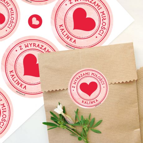 Personalizowane naklejki SERDUSZKA walentynkowe