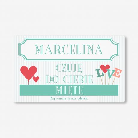 Buteleczka na cukierki mi�towe z personalizowan� etykiet� - prezent dla ukochanej