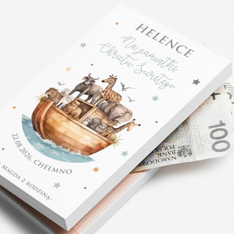 Personalizowane pude�ko na pieni�dze ARKA NOEGO prezent na chrzciny