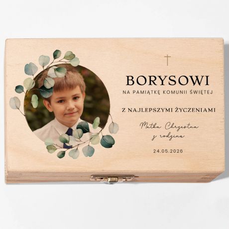 Personalizowane pudeko na pienidze NA KOMUNI ze zdjciem pudeko na komuni prezent na komuni dla chopca