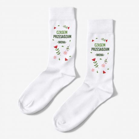 Personalizowane skarpetki dla mamy CZASEM PRZESADZAM 42-45  skarpetki personalizowane skarpetki z nadrukiem