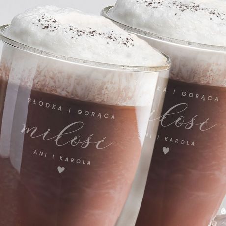 Personalizowane szklanki do gorącej czekolady SŁODKA MIŁOŚĆ romantyczny prezent