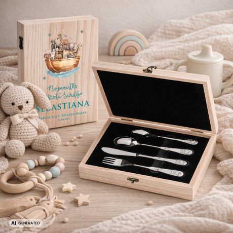Personalizowane sztu�ce na chrzest ARKA NOEGO prezent na chrzest prezent na chrzciny