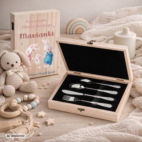 Personalizowane sztu�ce NA PAMI�TK� CHRZTU �WI�TEGO prezent na chrzest  prezent na chrzest dla dziewczynki