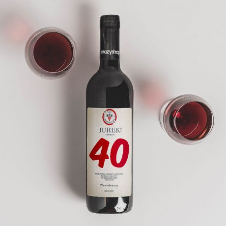 Personalizowane WINO NA 40 URODZINY czerwone