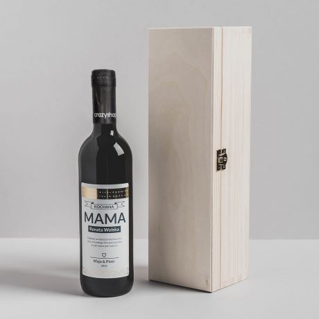 Personalizowane wino w skrzynce PODZIKOWANIE DLA MAMY