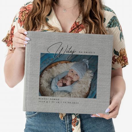 Personalizowany album na NARODZINY DZIECKA ze zdjciem album dziecka od narodzin prezent na narodziny dziecka