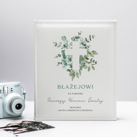 Personalizowany album PAMITKA OD CHRZESTNEJ NA KOMUNI album komunijny dla chopca album na komuni