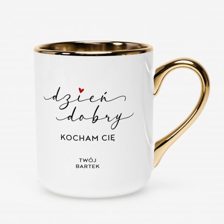 Personalizowany bia�o-z�oty kubek DZIE� DOBRY prezent dla dziewczyny