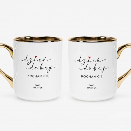 Personalizowany bia�o-z�oty kubek DZIE� DOBRY prezent dla dziewczyny
