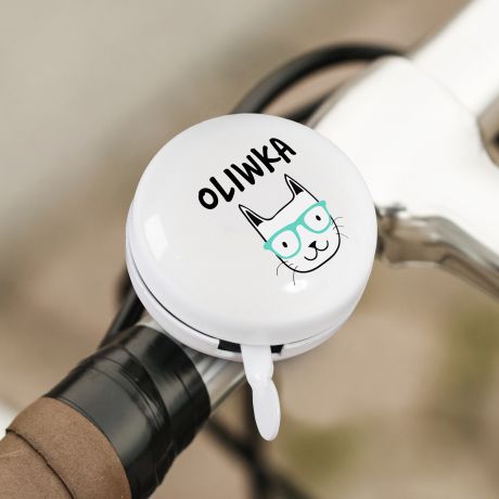 Personalizowany dzwonek do roweru KOTEK dzwonek na rower dla dziewczynki prezent dla kociary