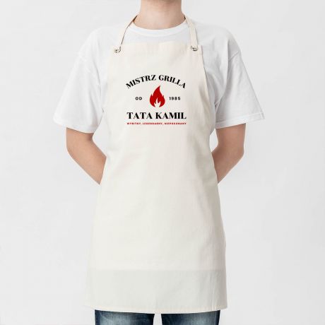 Personalizowany fartuch dla taty MISTRZ GRILLA prezent dla taty na dzie� ojca na dzie� taty gad�et dla taty
